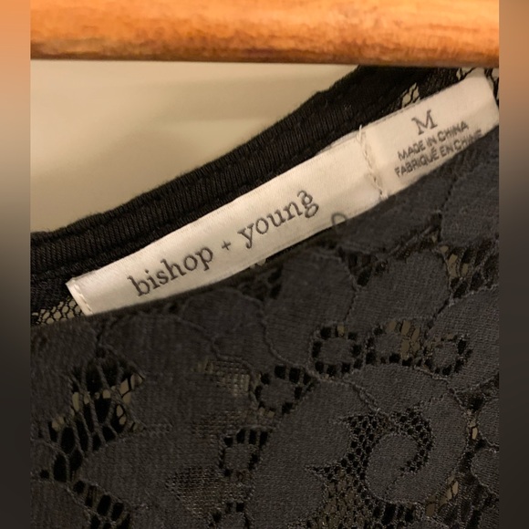 Anthropologie Bishop + Young Black lace top buttons up back - Picture 2 of 3